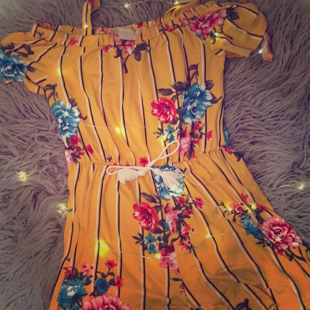 Off the shoulder mustard yellow romper for girls